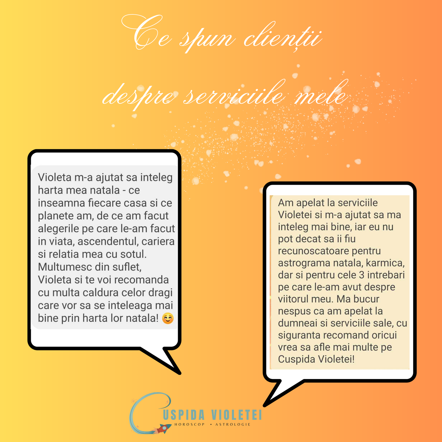 fotografia care arata recenziile date de clientii cuspida violetei